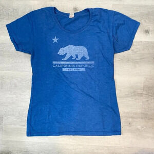 Retro T California  Republic Blue Vintage 1970s T-Shirt State USA Basic Bear